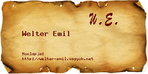 Welter Emil névjegykártya